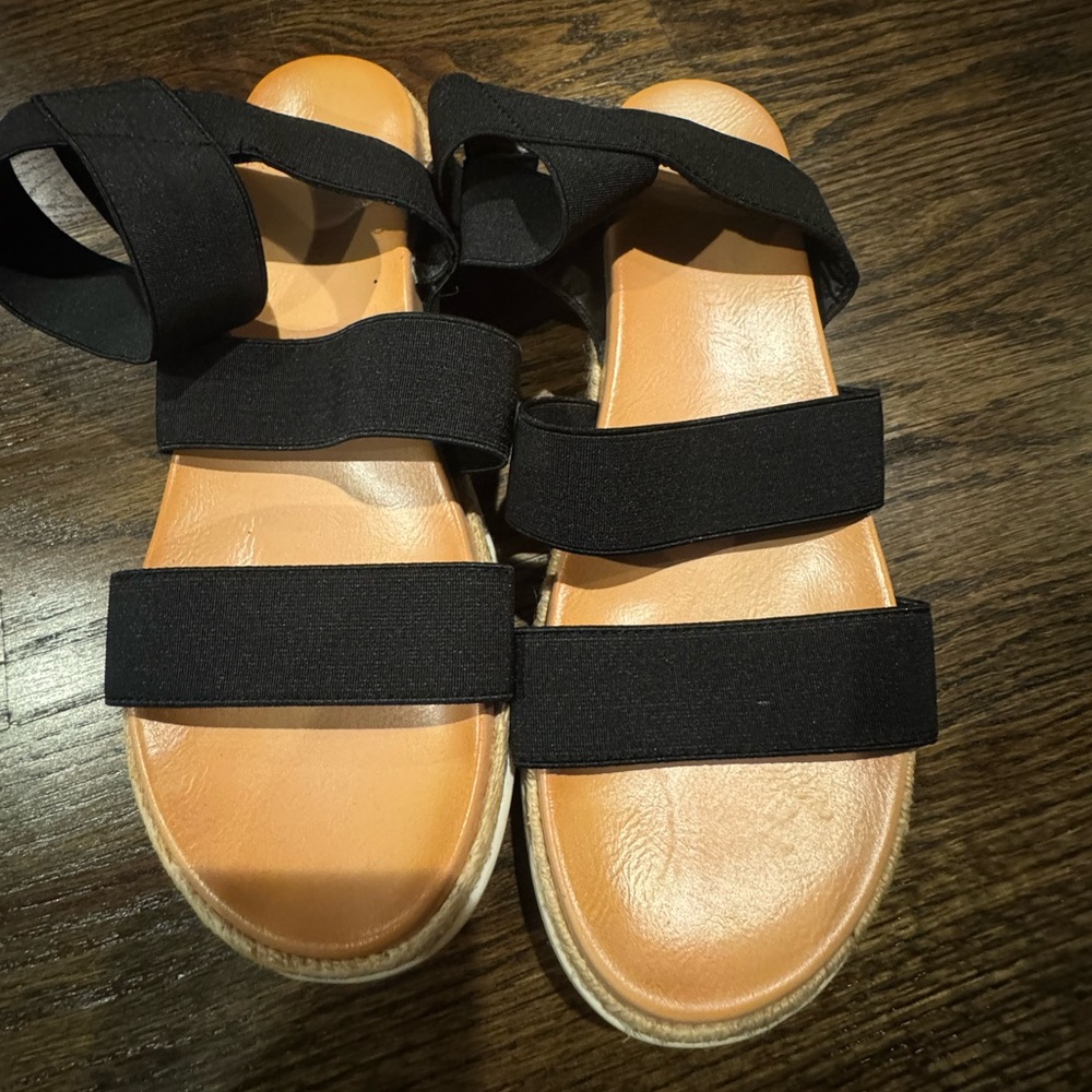 Madden Girl Black and Tan Sandals